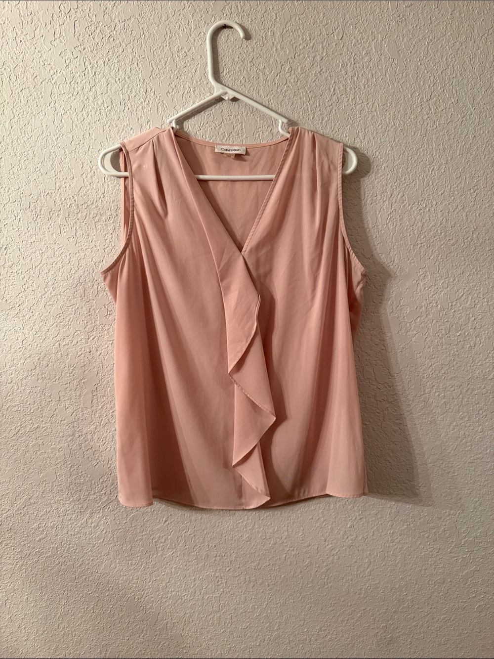 Calvin Klein Blush Pink Ruffle V-Neck Sleeveless Camisole